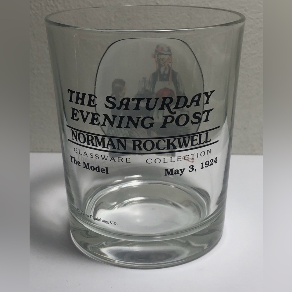 Norman Rockwell “Saturday Evening Post” Rocks Glass “The Model” EUC - Picture 3 of 6